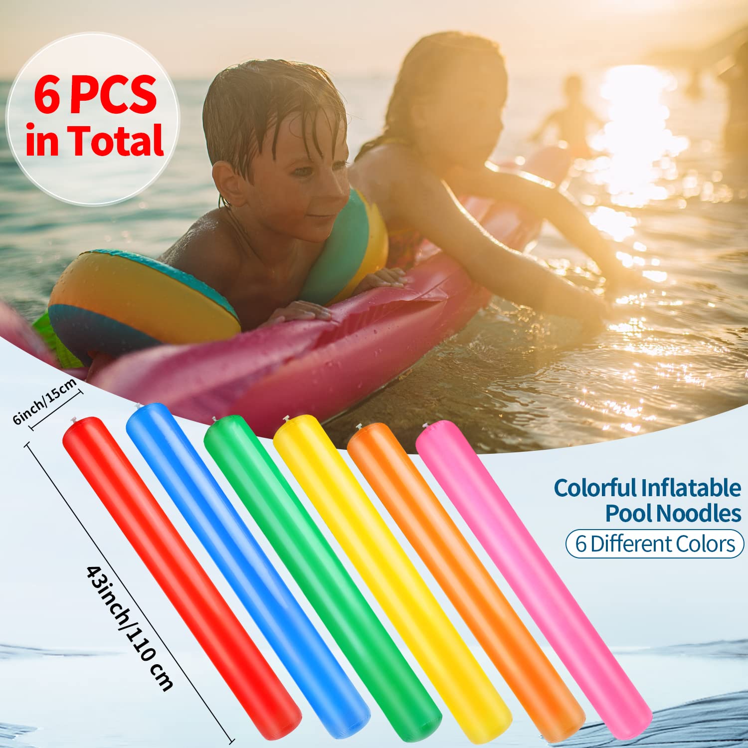 Kimober giant pool sticks blue, sturdy flotation for water games.