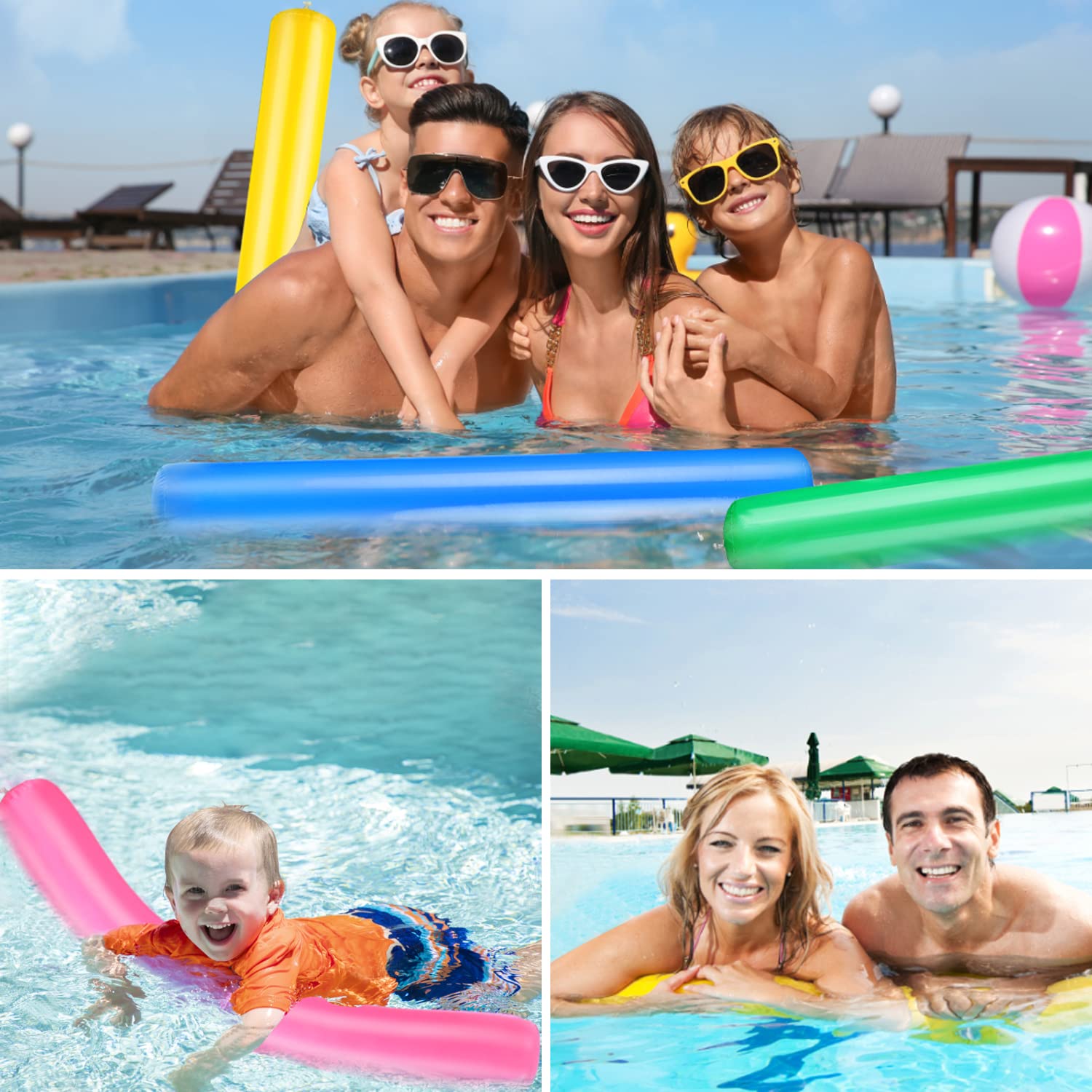 Kimober giant pool sticks green, durable flotation for family fun.