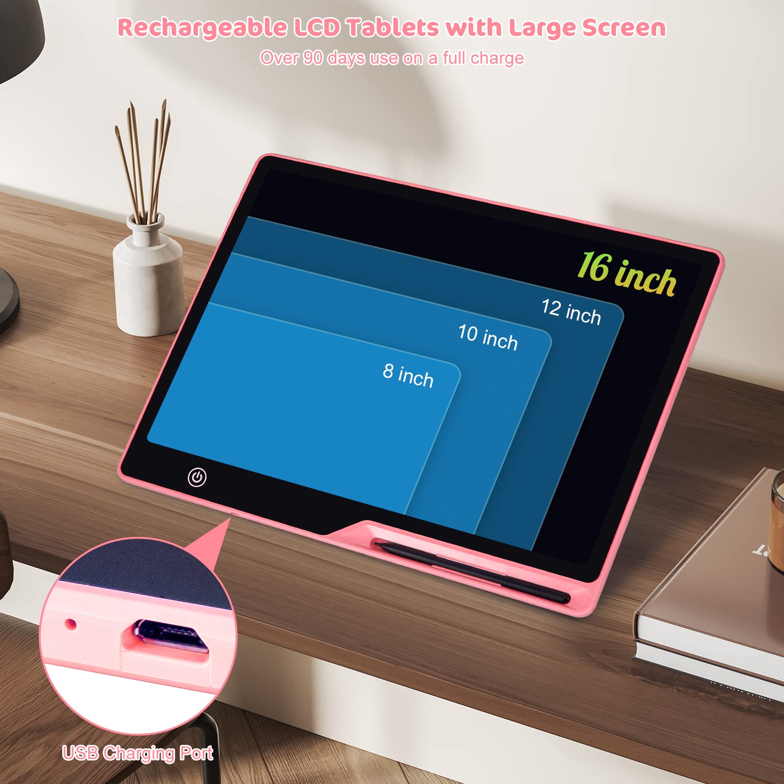 Kinayue doodle board with rechargeable battery for long-lasting creative sessions.