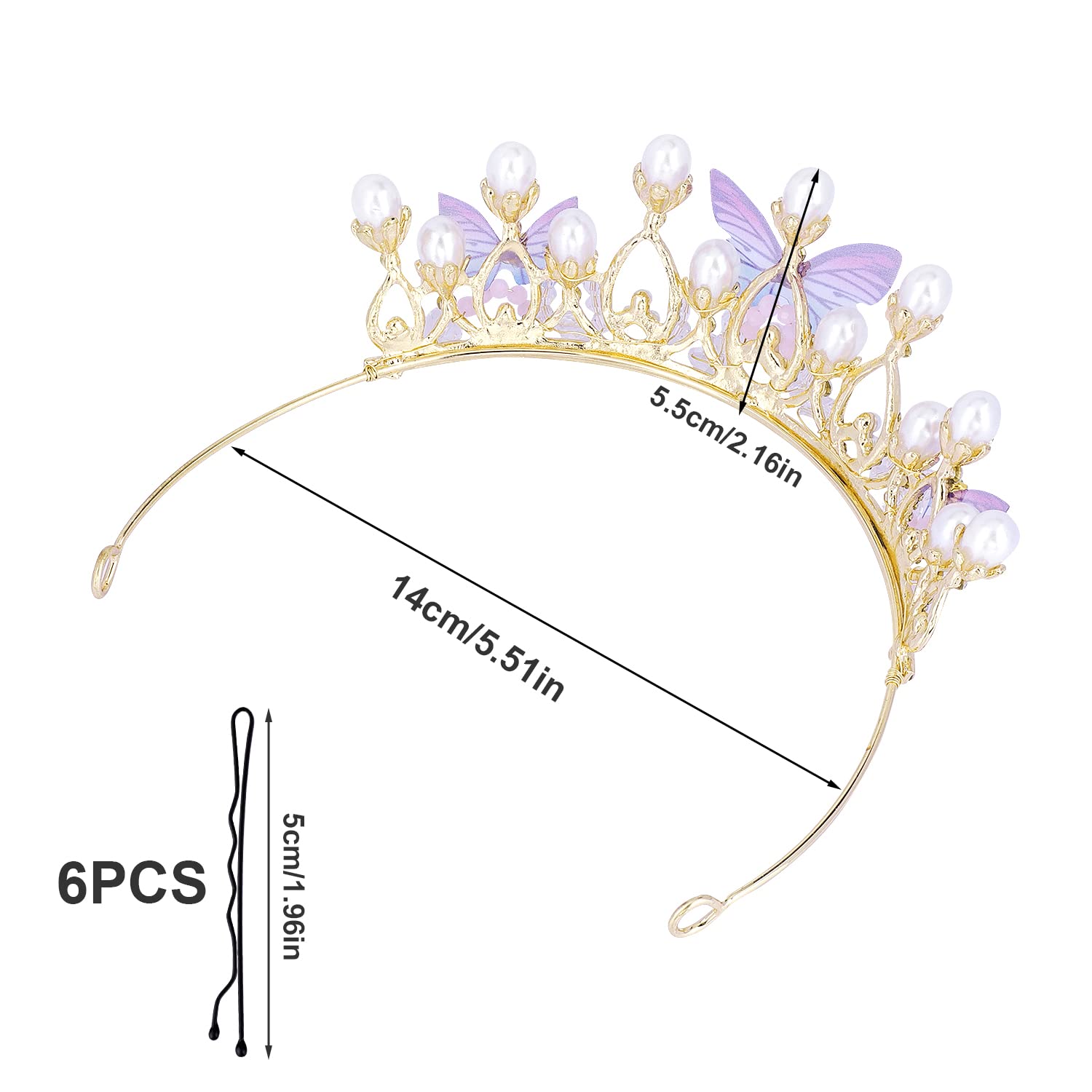 KINBOM Butterfly Crown Pearls Drops detail highlights elegant sparkle for celebrations