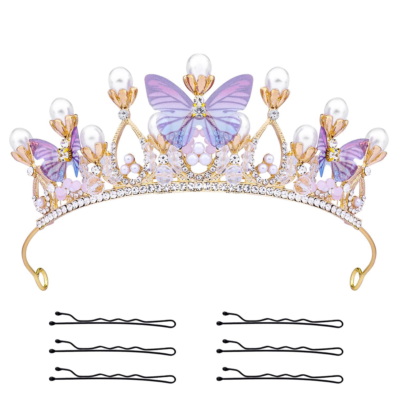 KINBOM Butterfly Crown Purple Front for a magical princess look at parties and photos
