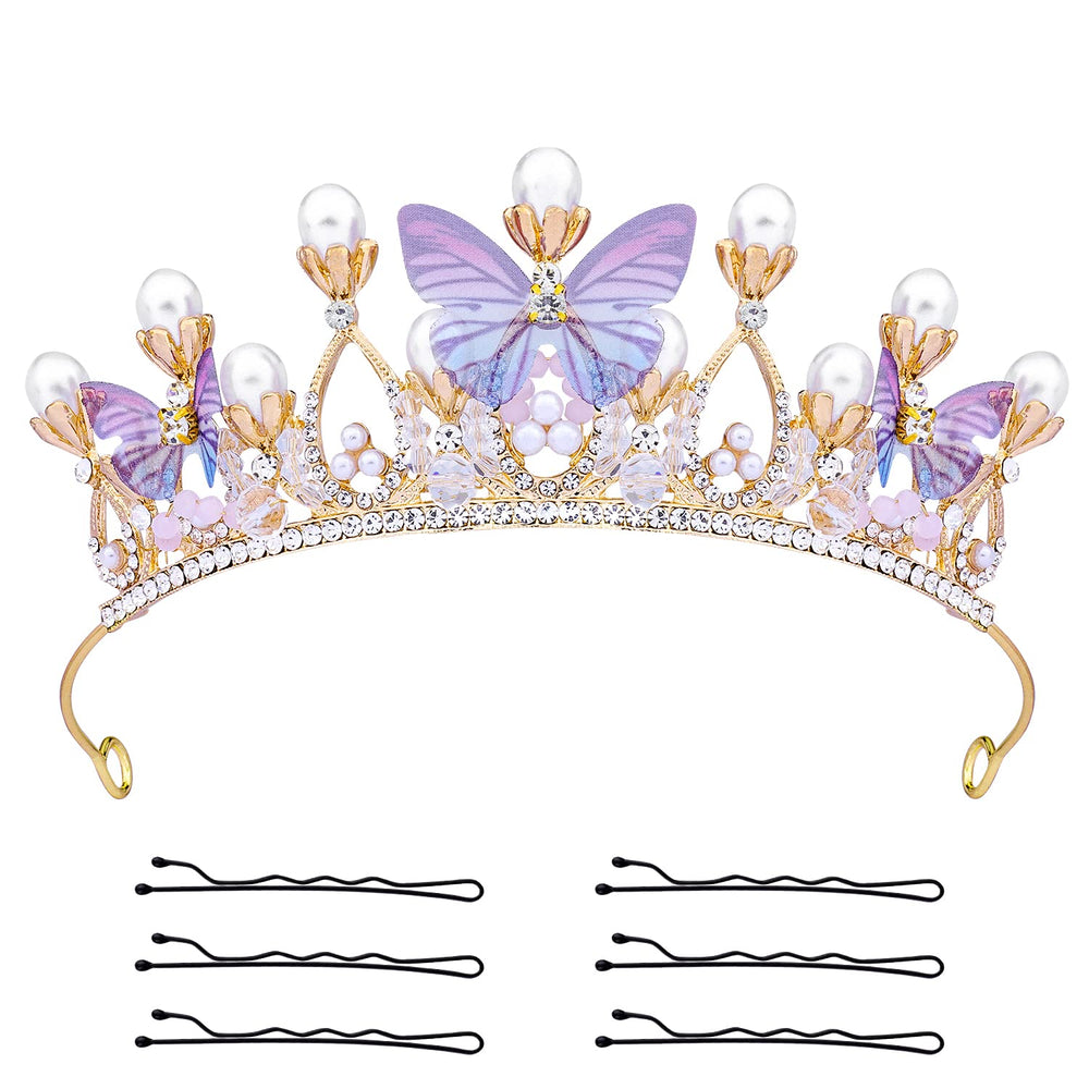 KINBOM Butterfly Crown Purple Front for a magical princess look at parties and photos