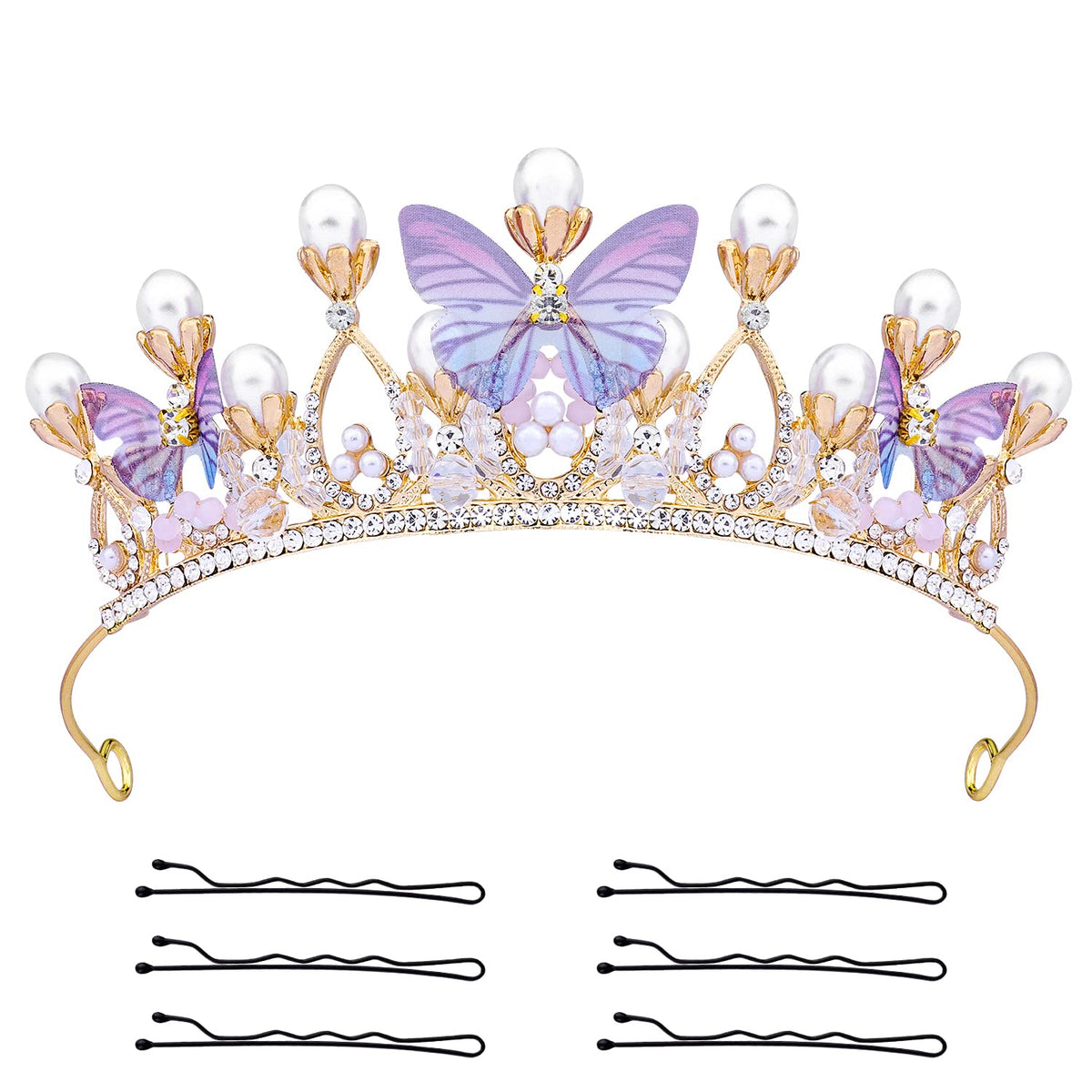 KINBOM Butterfly Crown Purple Front for a magical princess look at parties and photos