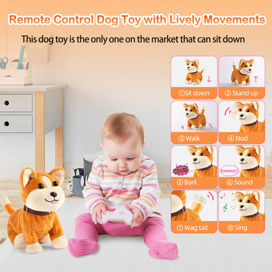 Kindenwinn plush dog toy sitting pose for gentle instruction.