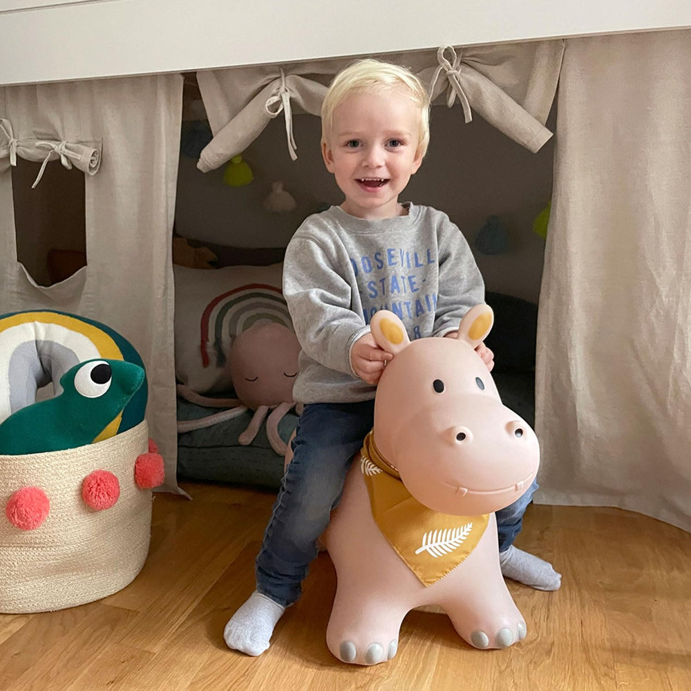 Kindsgut Bouncy Hippo Hopper indoors in bright colors for playful sessions
