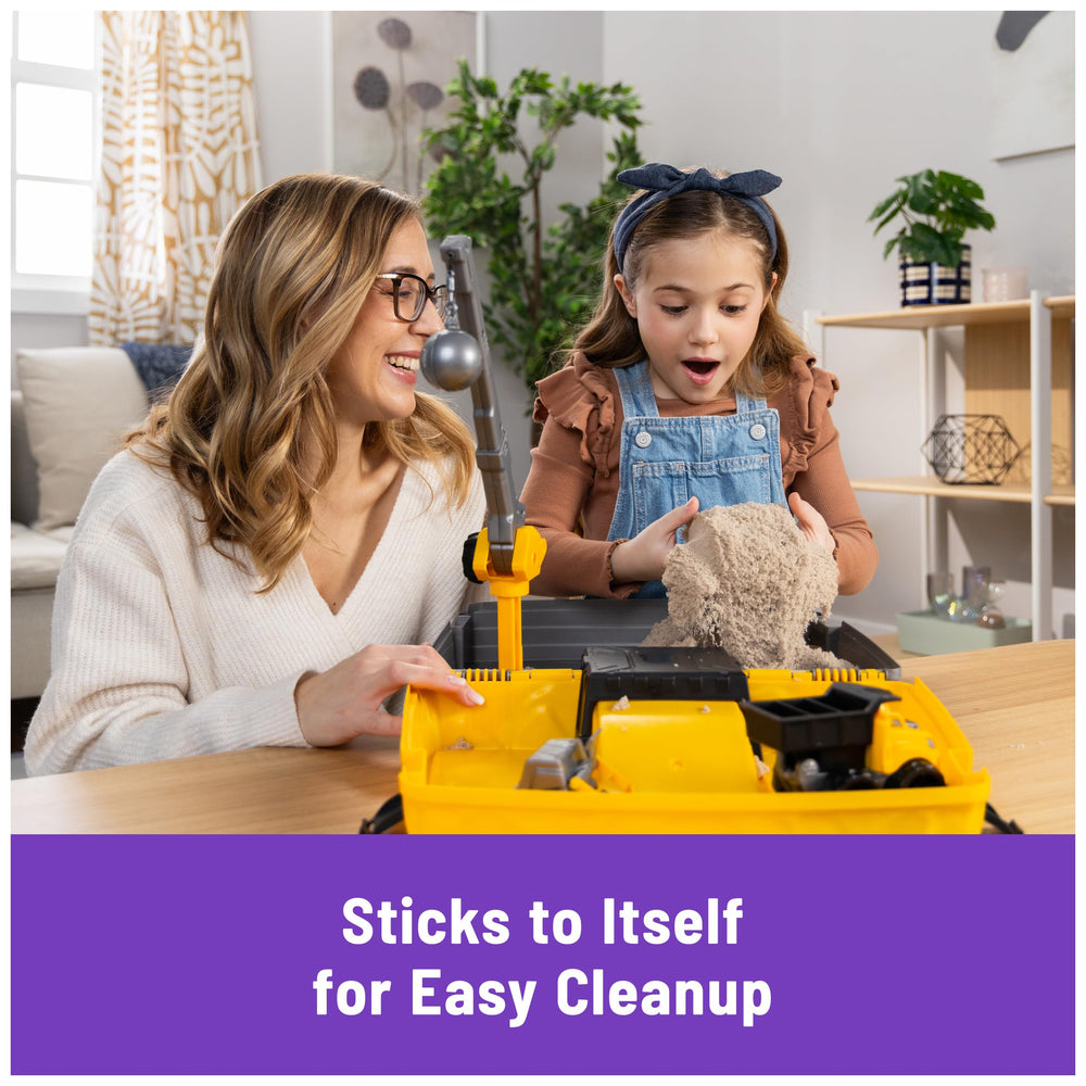 Kinetic Sand Construction Site sand bucket; scoop and transport sand for hands-on practice.