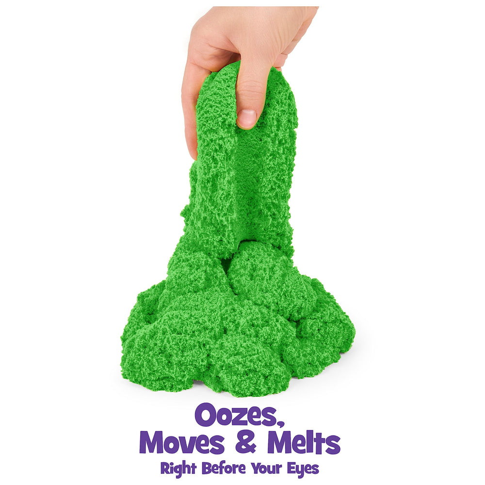Kinetic Sand flows through fingers while staying dry for tactile play.