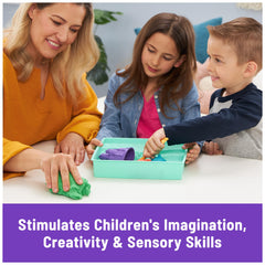 Kinetic Sand Sandbox Set Dig and Scoop Tool aiding precise shaping