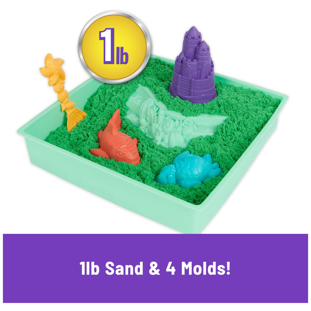 Kinetic Sand Sandbox Set with four molds for turtles, sharks, castles, and more
