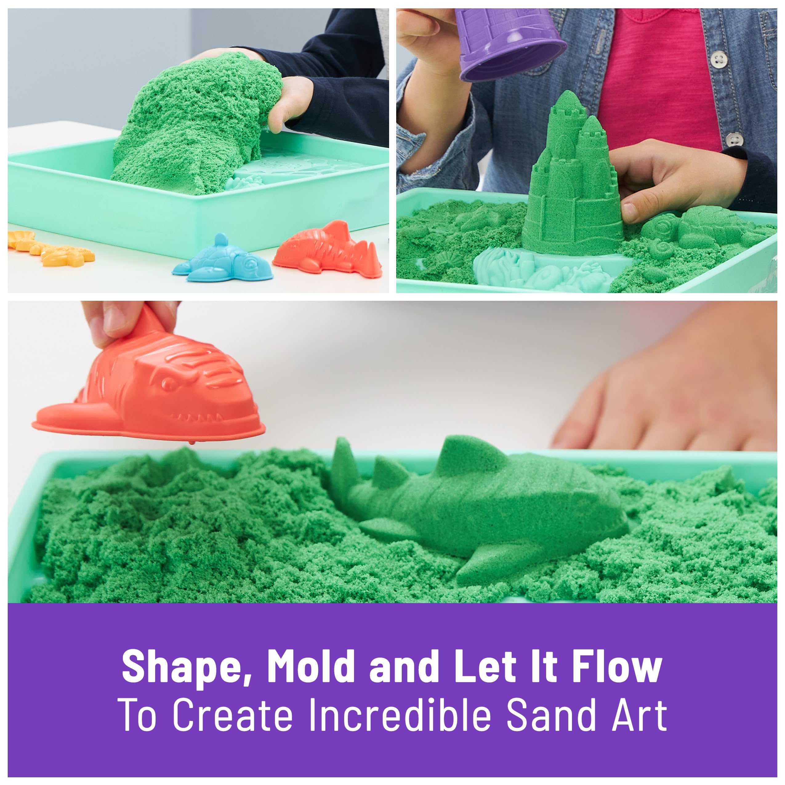 Kinetic Sand Sandbox Set Turtle Mold creating friendly sea creature shapes