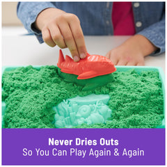 Kinetic Sand Sandbox Set Two-Tier Tray keeps play tidy and contained