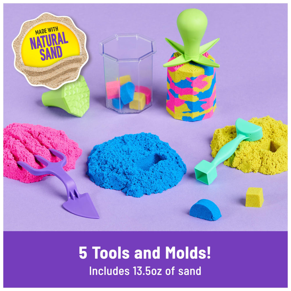 Kinetic Sand Squish N’ Create yellow sand for vibrant designs
