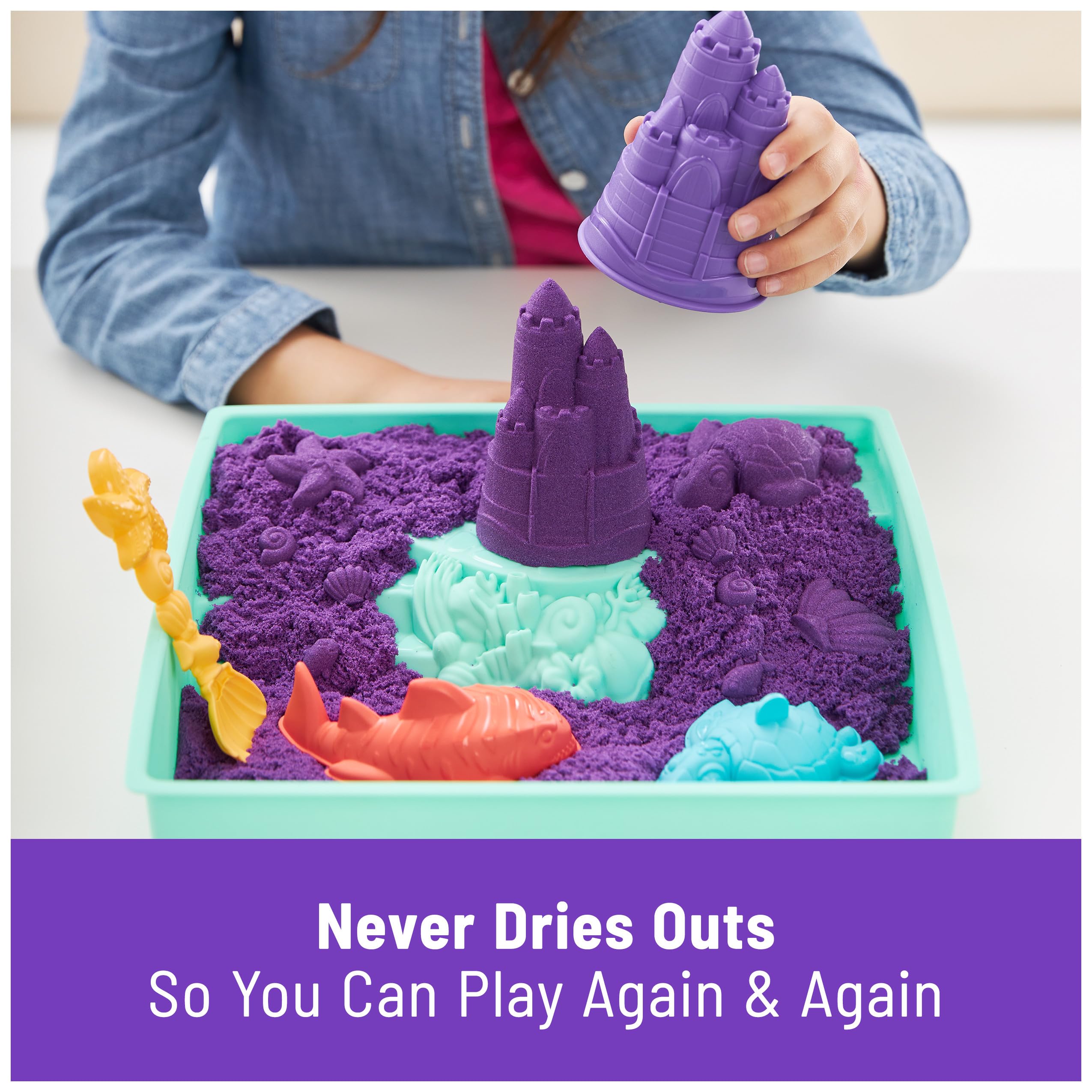 Kinetic Sand two-tier tray keeps play contained and easy to store.