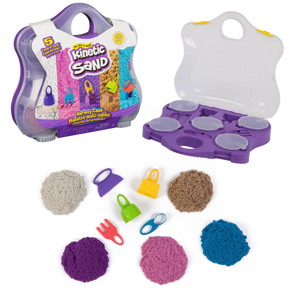 Kinetic Sand Variety Case with Beach Sand for vibrant, tactile play and easy cleanup