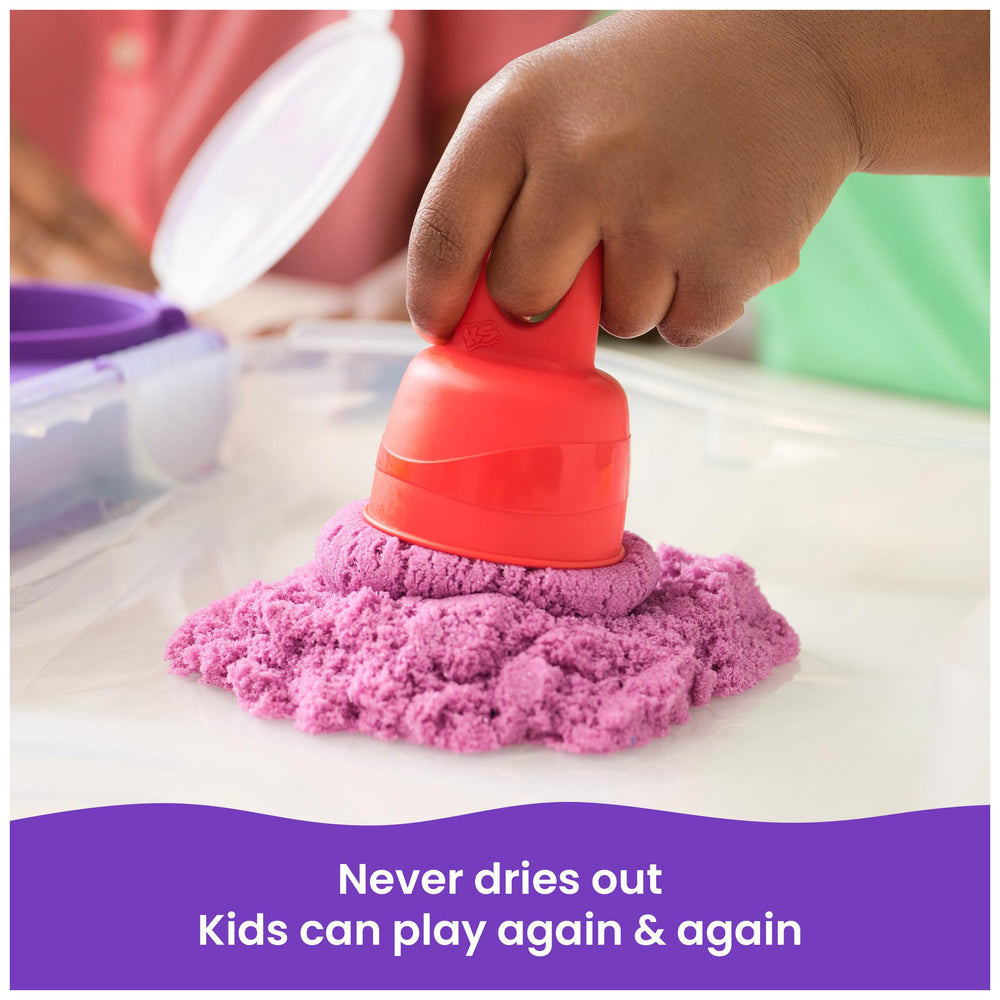 Kinetic Sand neon white sand contrasts with colorful builds for bold art