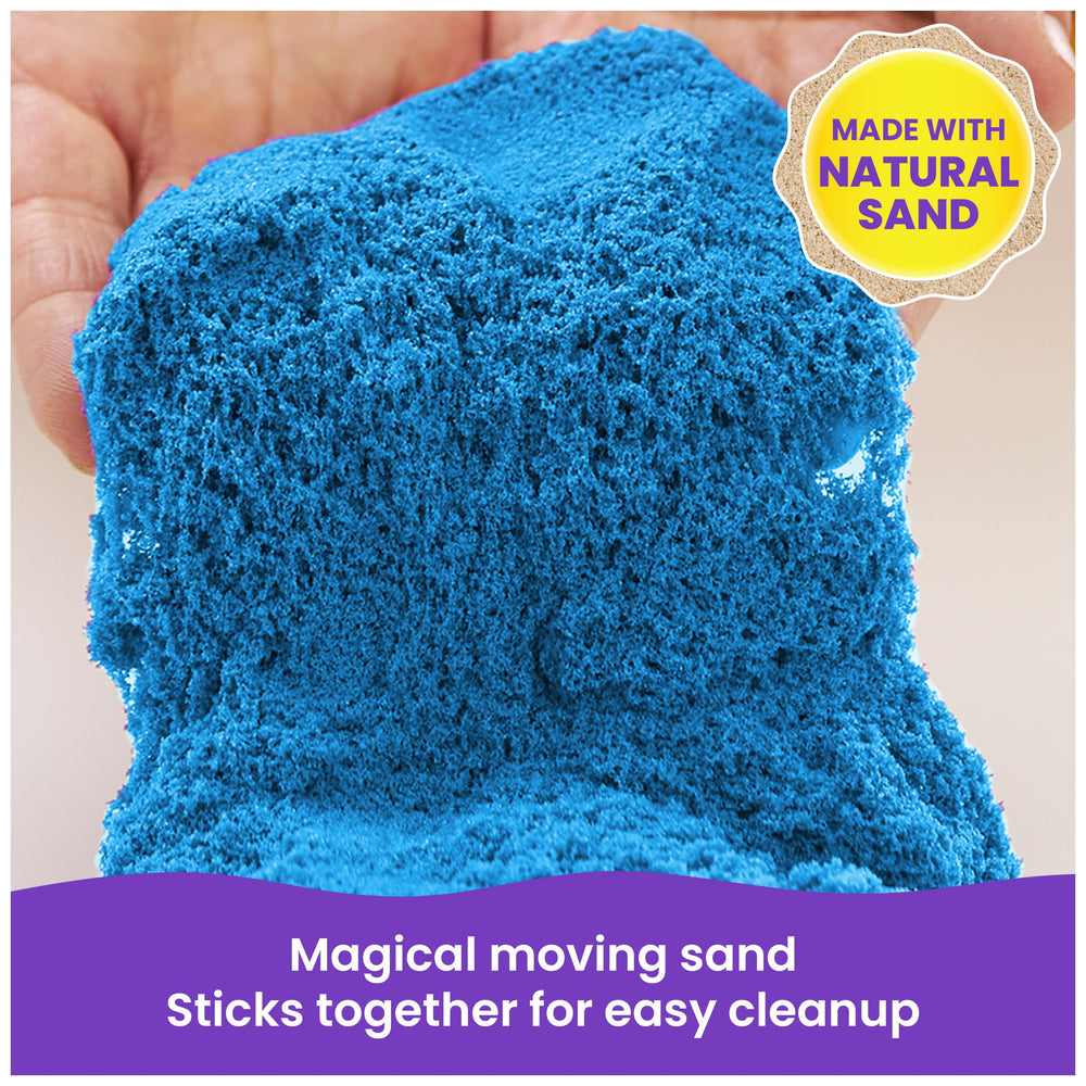 Kinetic Sand tools set included for cutting, squishing, and shaping