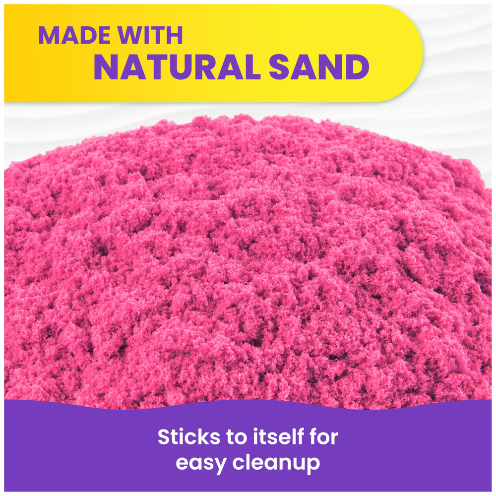 Kinetic Sand white sand container offers classic, clean play material.
