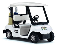 KiNSFUN golf cart interior detail showcases tiny moving clubs for realistic pretend golf play.