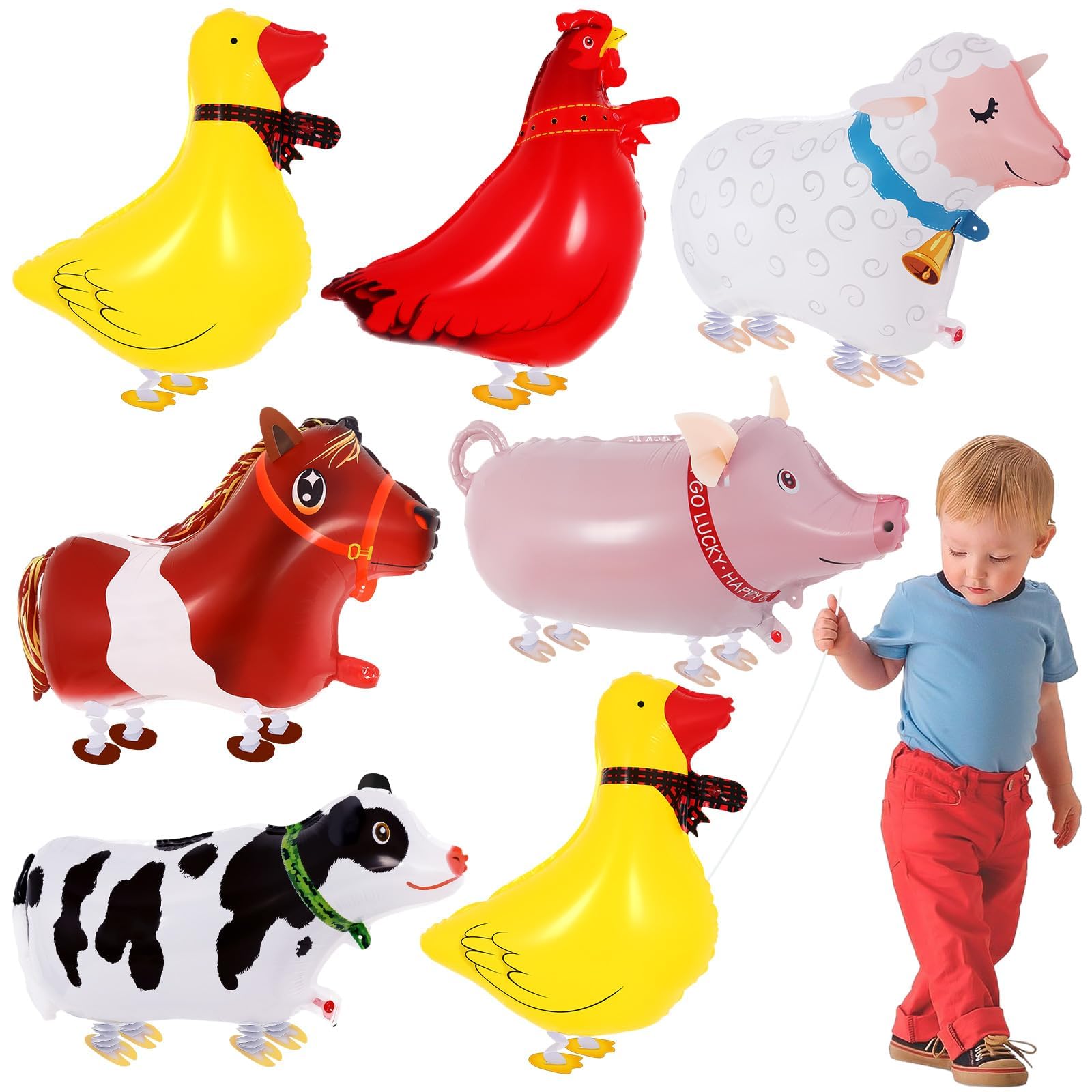 KINYFY walking rooster balloon decor for farm party and photo props.