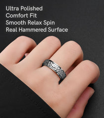 King Ring 6mm hammered spinner ring spin action for calming fidget use