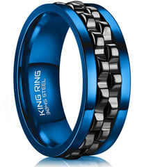 King Ring 8mm Gear Spinner Ring front view, smooth spin for focus and daily wear.