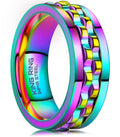 King Ring 8mm Gear Spinner Ring front view, durable stainless steel for daily wear.