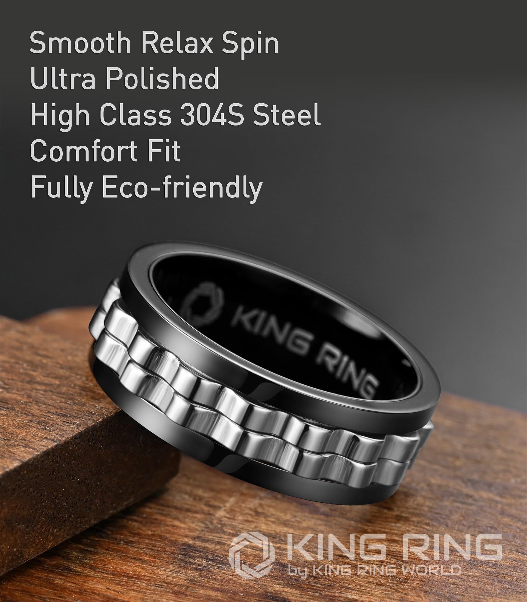 King Ring 8mm gear spinner ring side profile highlighting ergonomic fit