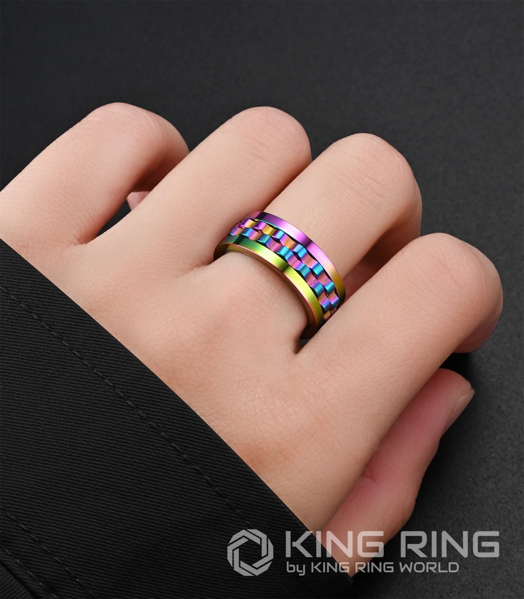 King Ring worn on finger demonstrates comfortable fit for daily wear.