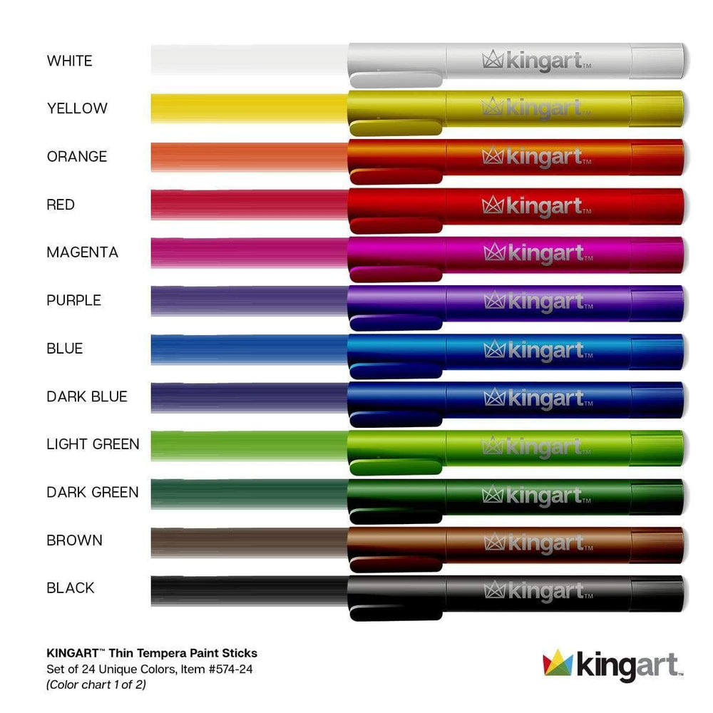 KINGART tempera paint sticks applied on canvas for bold, fast-drying color