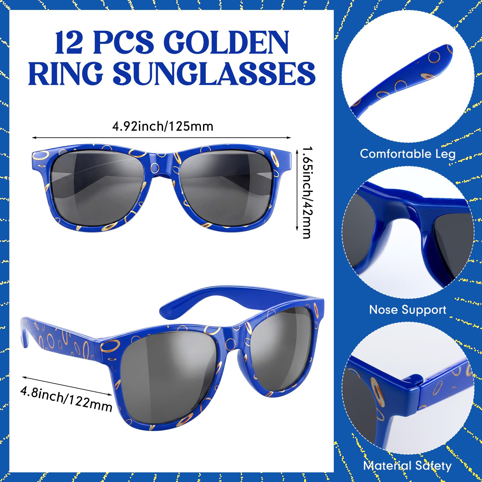 Kingdder blue with gold ring bracelets provide soft, flexible comfort for kids and adults.
