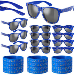 Kingdder blue with gold ring sunglasses add stylish party flair for guests.