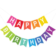 KINGLAKE GARDEN rainbow birthday banner bright festive backdrop.