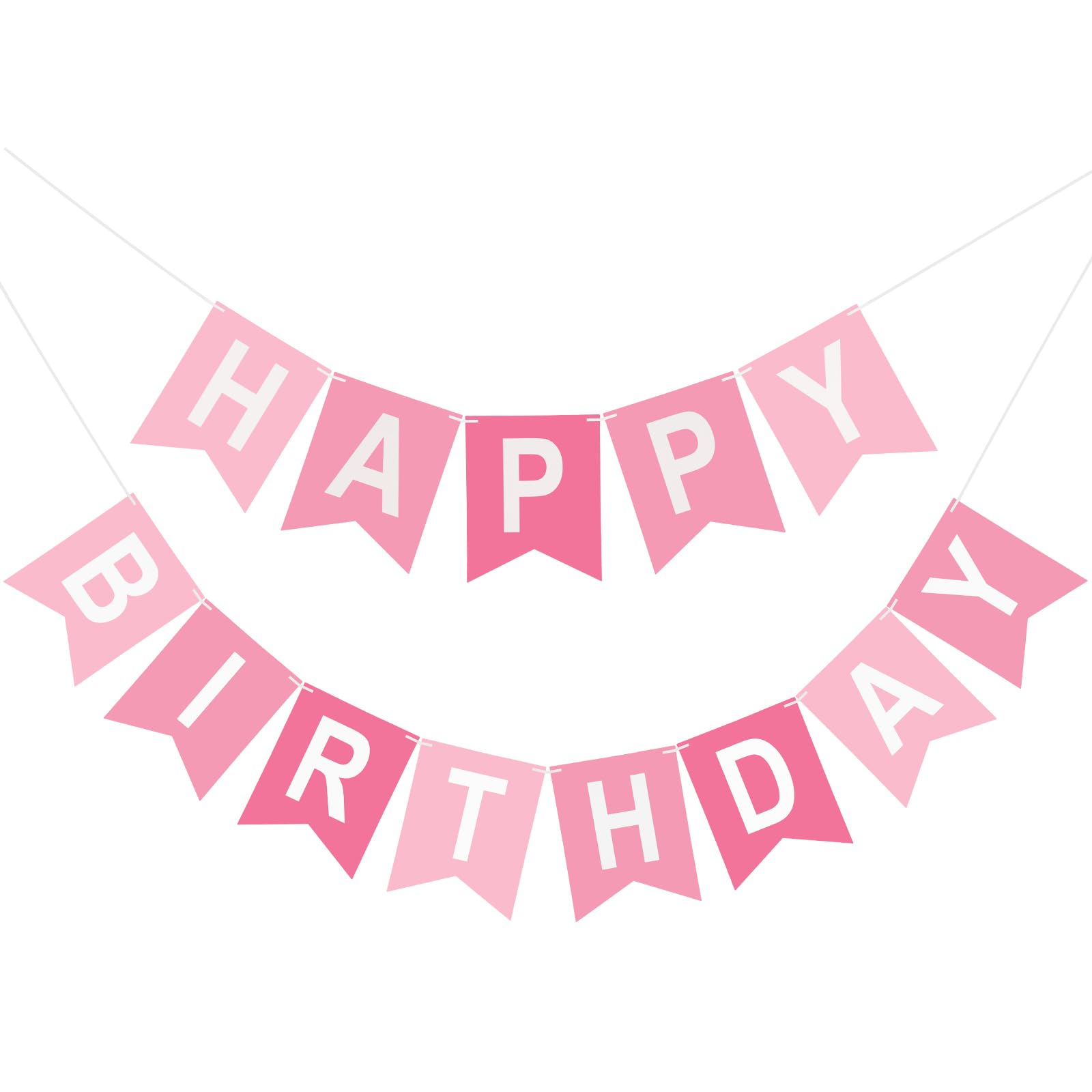 KINGLAKE GARDEN pink happy birthday banner letters for party decor and backdrops.