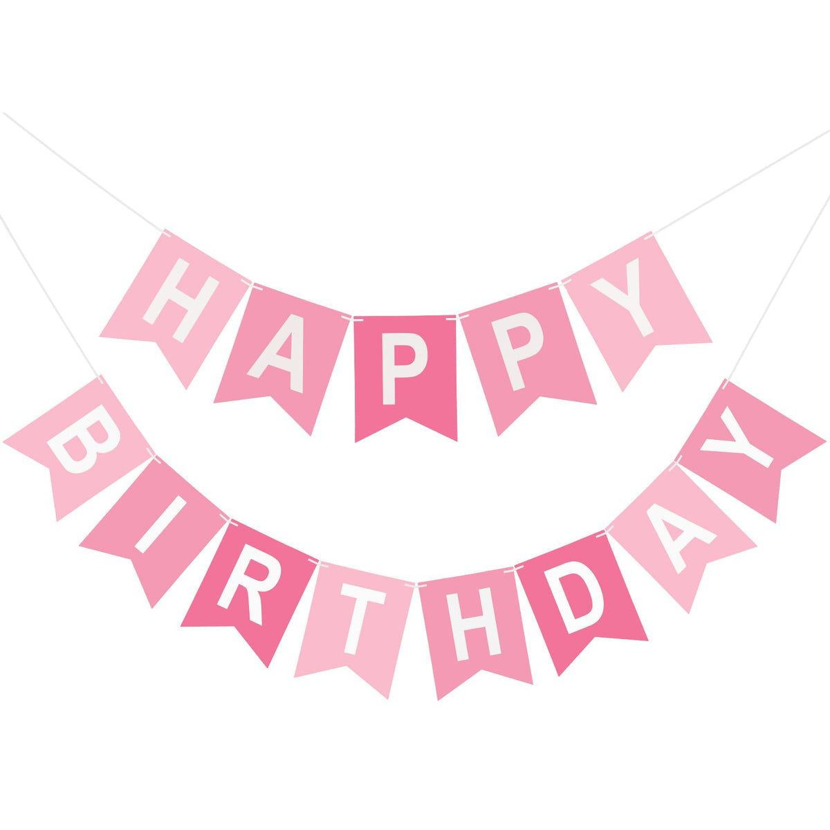 KINGLAKE GARDEN pink happy birthday banner letters for party decor and backdrops.
