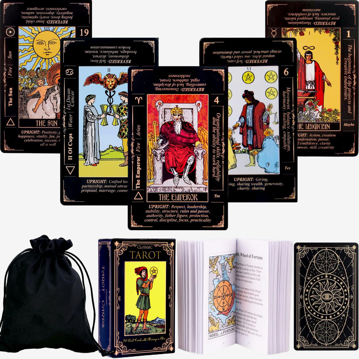 King's Palace Tarot deck for beginners with meanings on cards for quick interpretation.