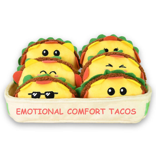 Kingwee emotional support tacos in serving tray, front view, cozy desk companion for stress relief.