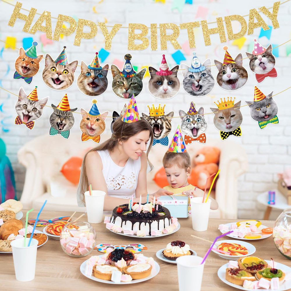 KingZone cat birthday decor doubles as a centerpiece and backdrop