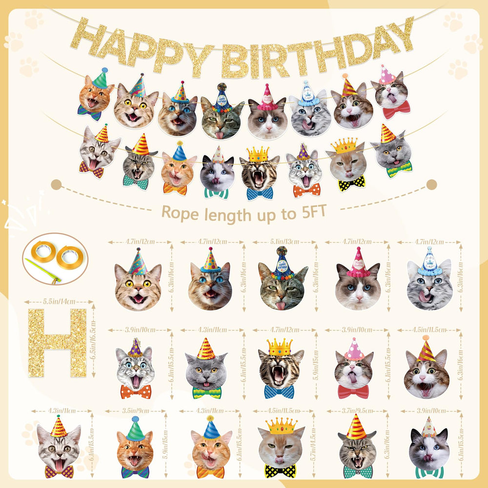 KingZone Cat Birthday Banner made from durable eco-friendly cardstock