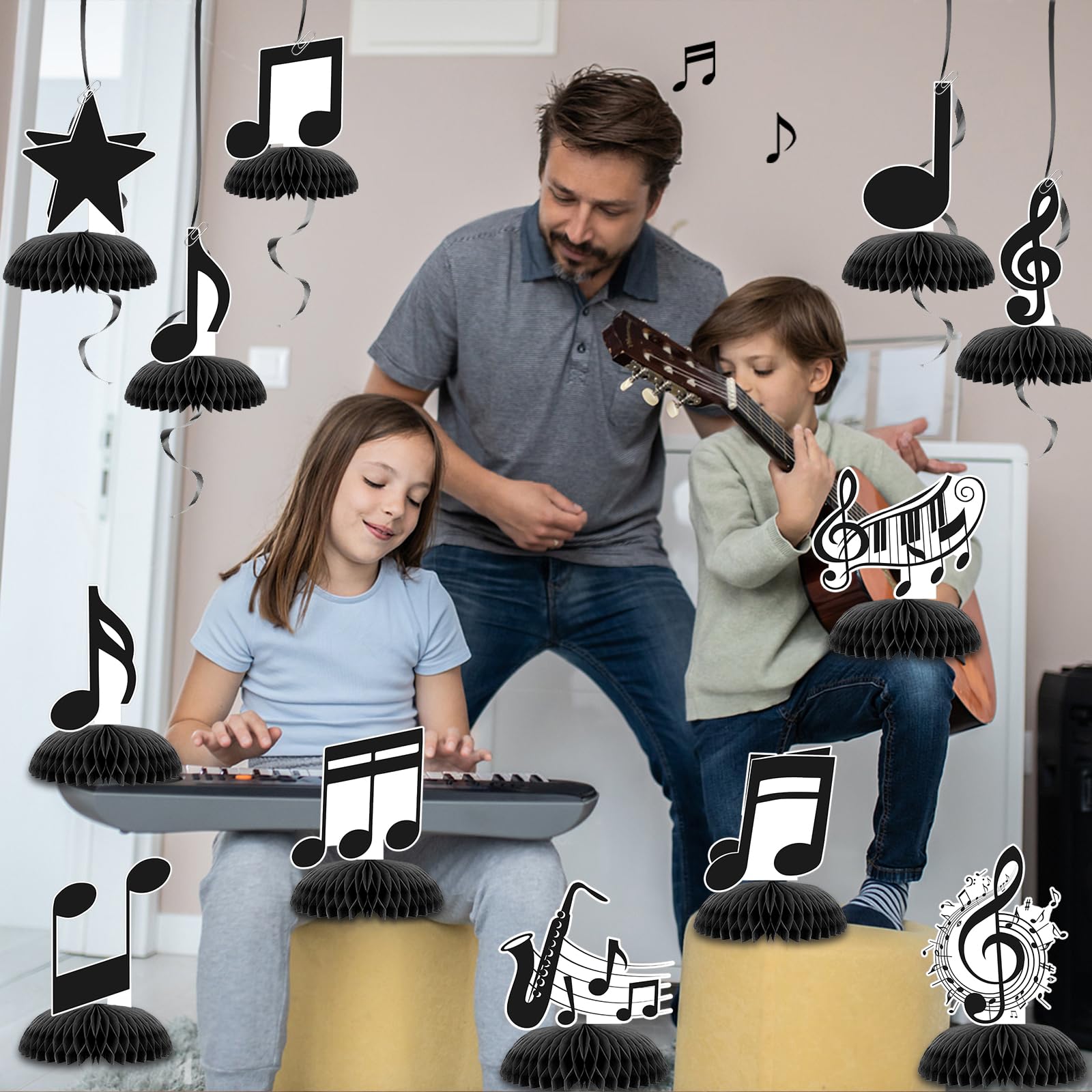 Kingzone musical notes theme centerpiece complements tables with eye-catching 3D detail.
