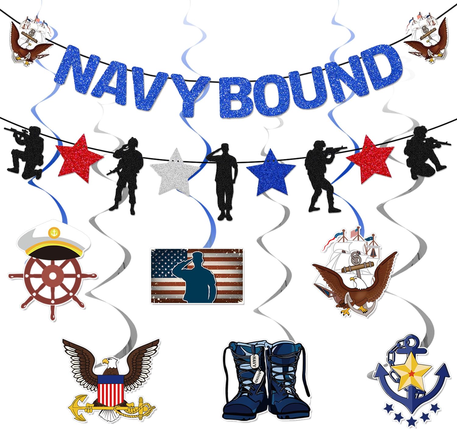 KINGZONE Navy Bound banner for durable navy-themed party decor.