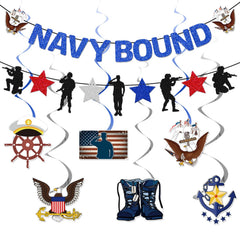 KINGZONE Navy Bound banner for durable navy-themed party decor.