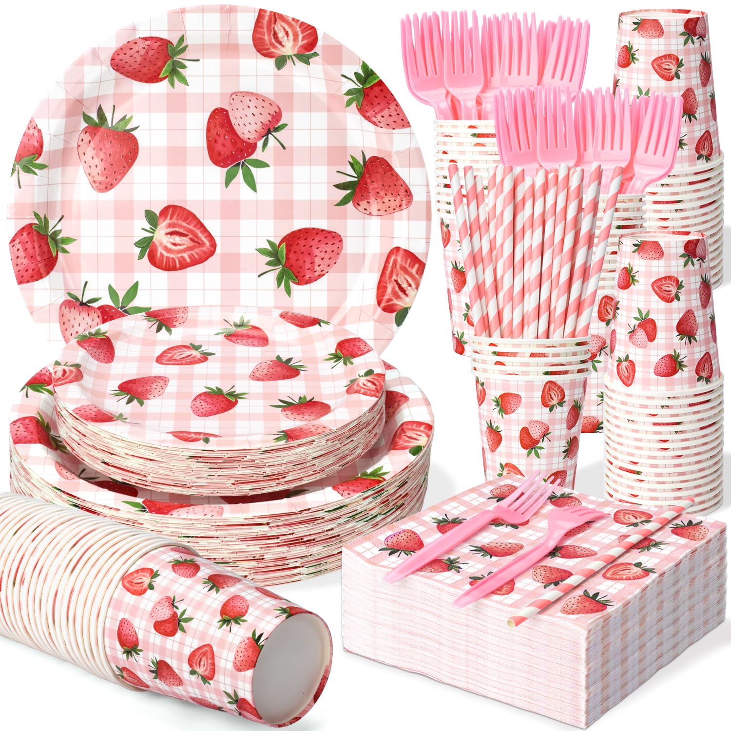 Kinovo Berry first birthday 9-inch plates for easy cake servings and quick cleanup