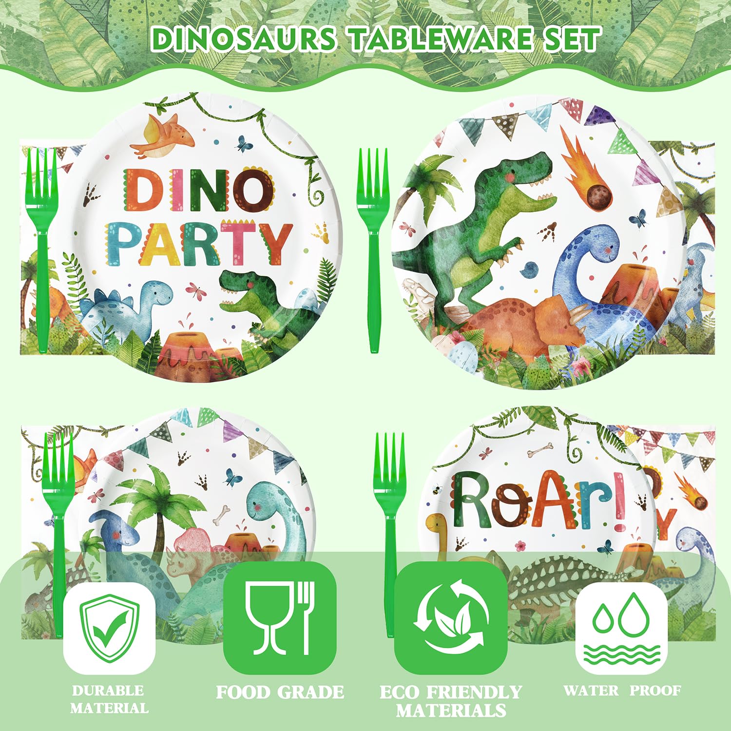 Kinovo disposable dinosaur forks for quick serving and cleanups
