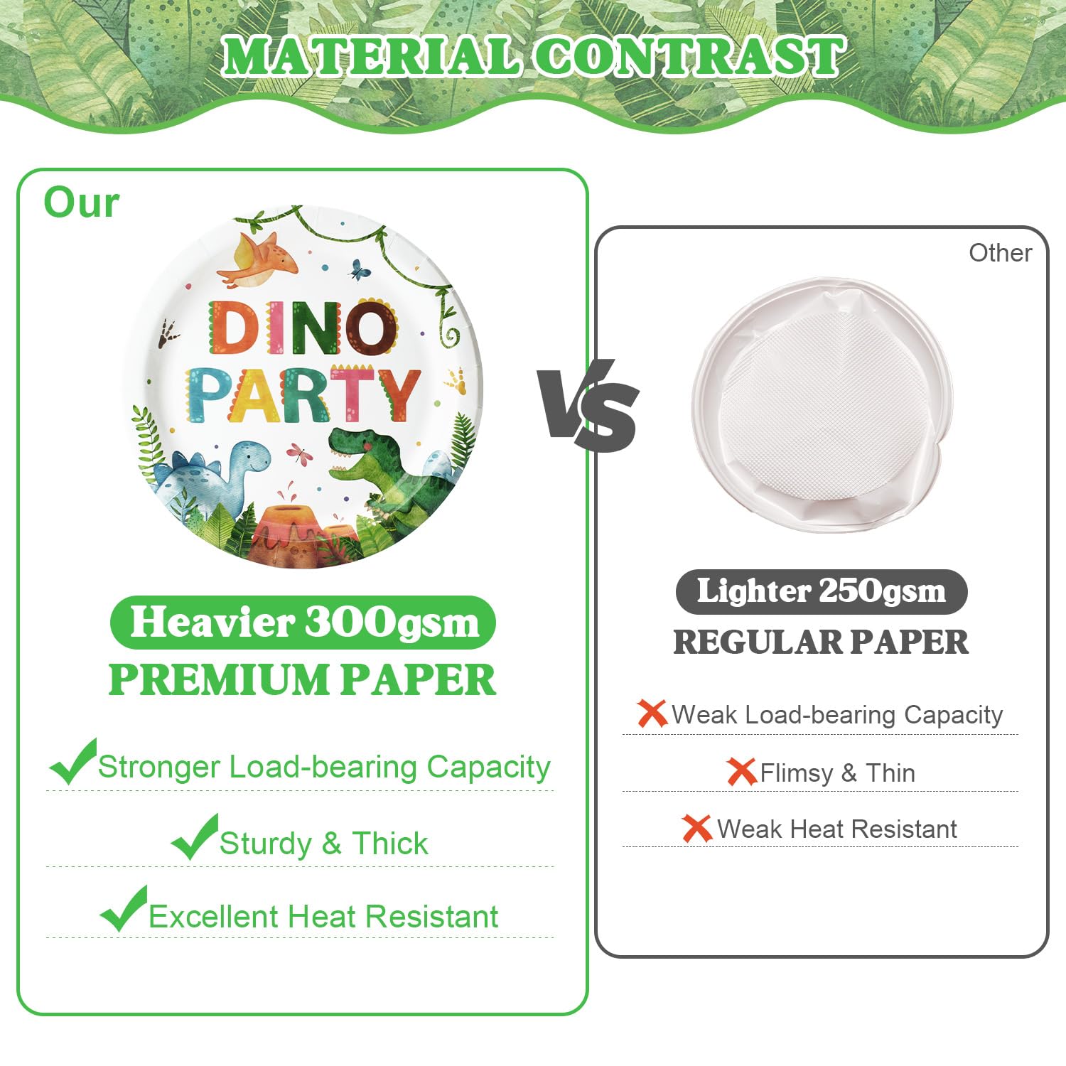 Kinovo dinosaur 7 inch dessert plates with vibrant dinos for kid friendly fun