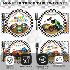 Kinovo Monster Truck balloons in race colors for vibrant decor.