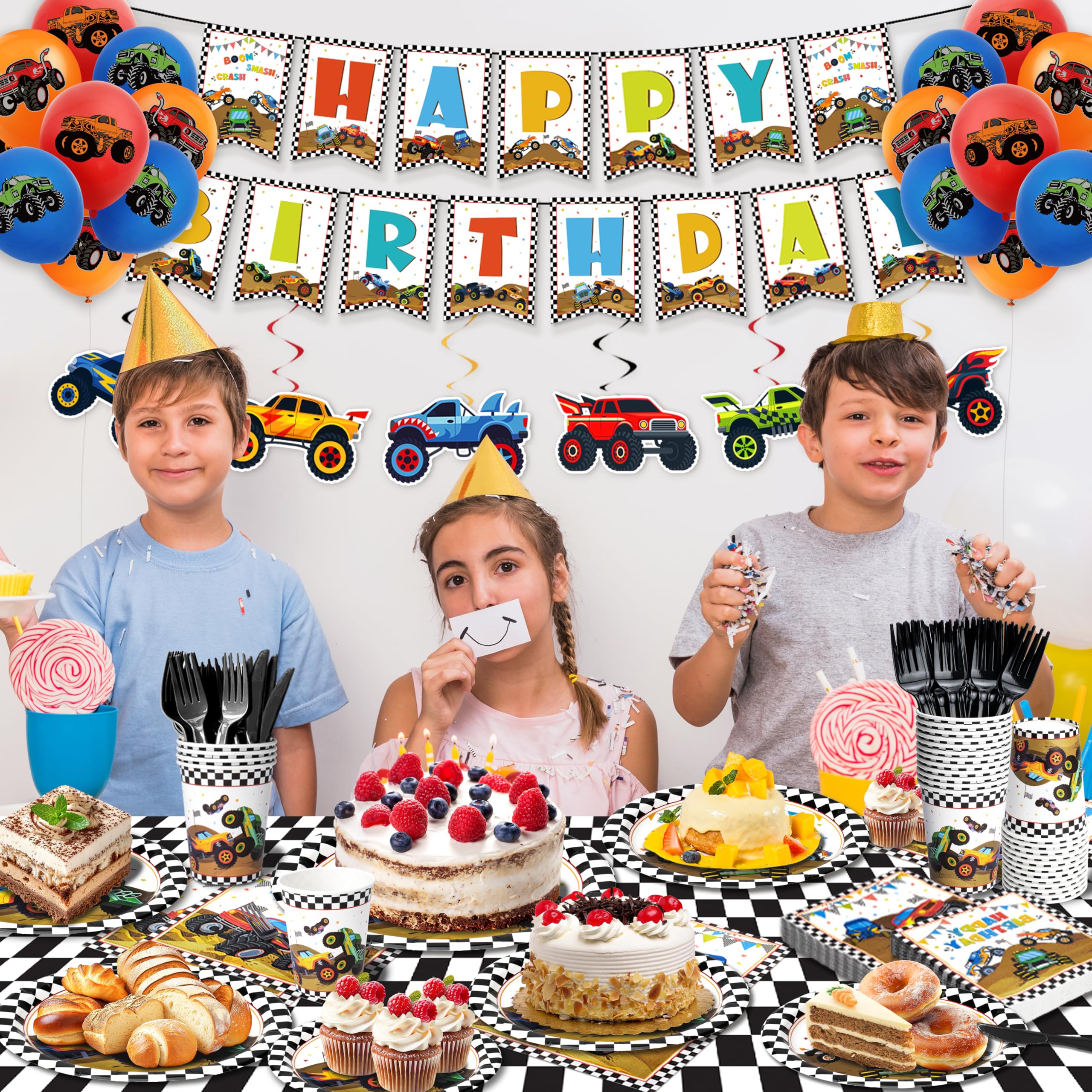 Kinovo Monster Truck full set arranged to create a cohesive party scene.