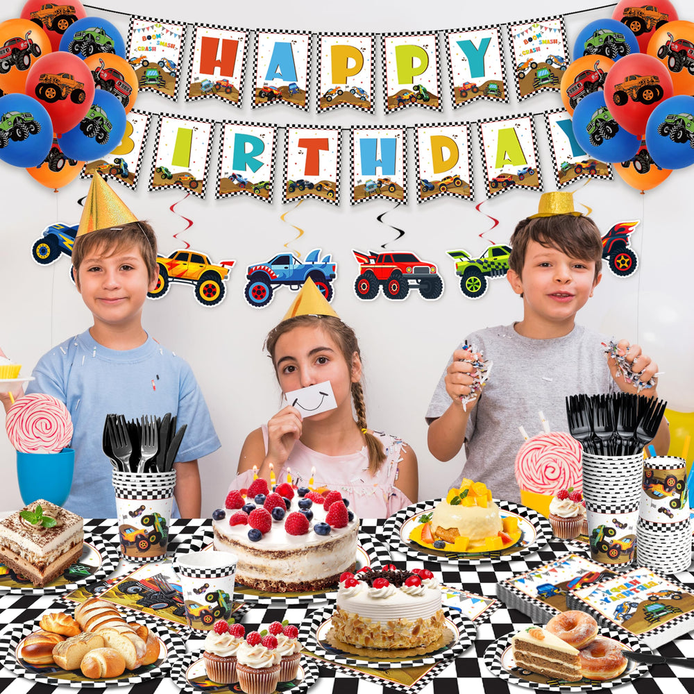 Kinovo Monster Truck full set arranged to create a cohesive party scene.