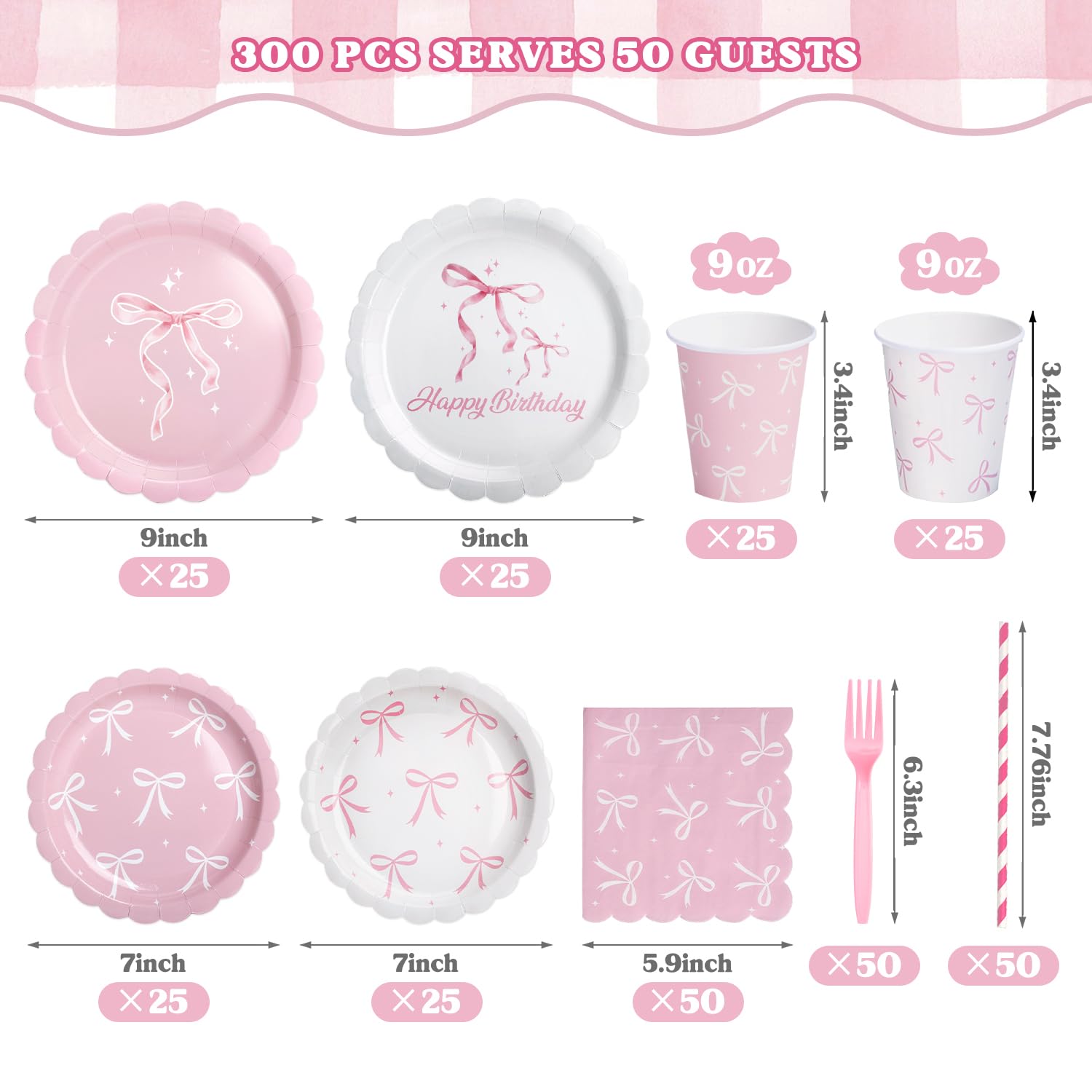 Kinovo pink bow 7-inch plate ideal for desserts and small servings