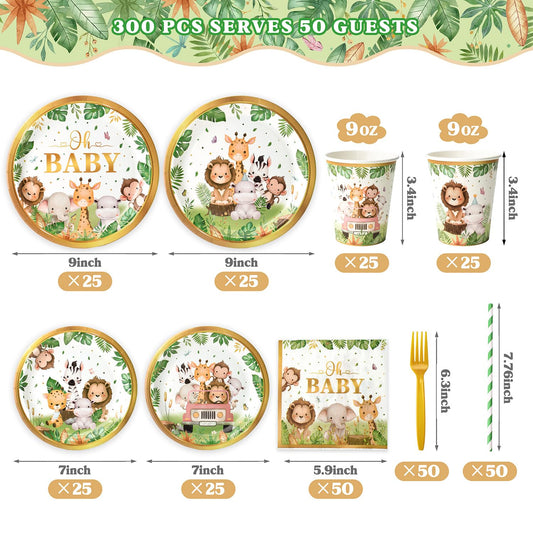 Kinovo safari 7-inch plates laid out for snacks and desserts.