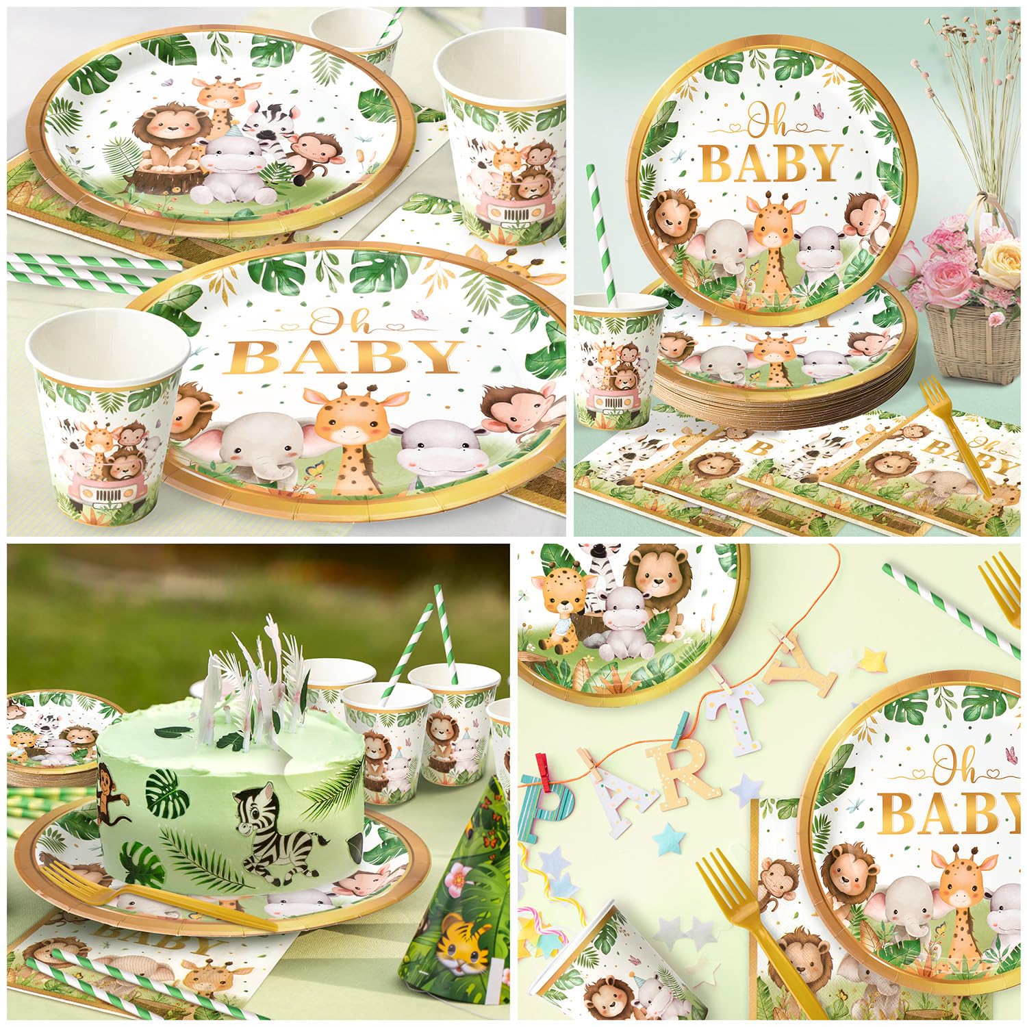 Kinovo safari napkins 5-9inch for quick cleanups during the celebration.
